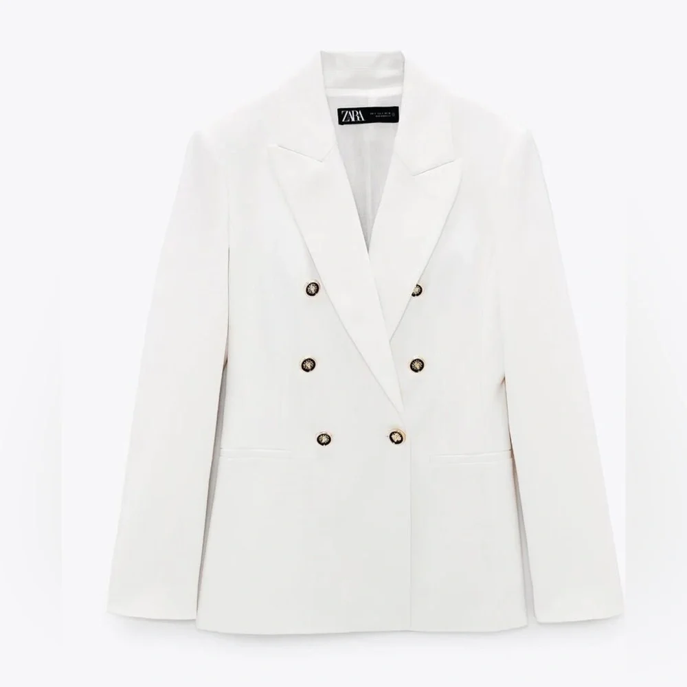 🤍 ZARA White Double-Breasted Blazer – Size M 🤍 - Picture 2 of 8